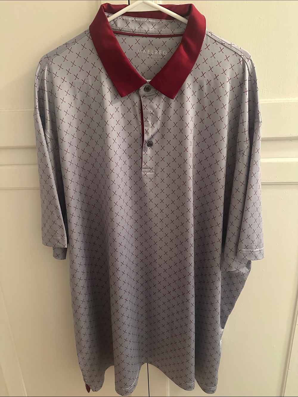 Men's Grey Polo with Red Contrast Collar